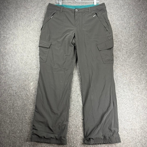 Eddie Bauer Pants Womens 16 37x32 Rainier Fleece Lined Cargo Black Stretch Hike - Picture 1 of 9